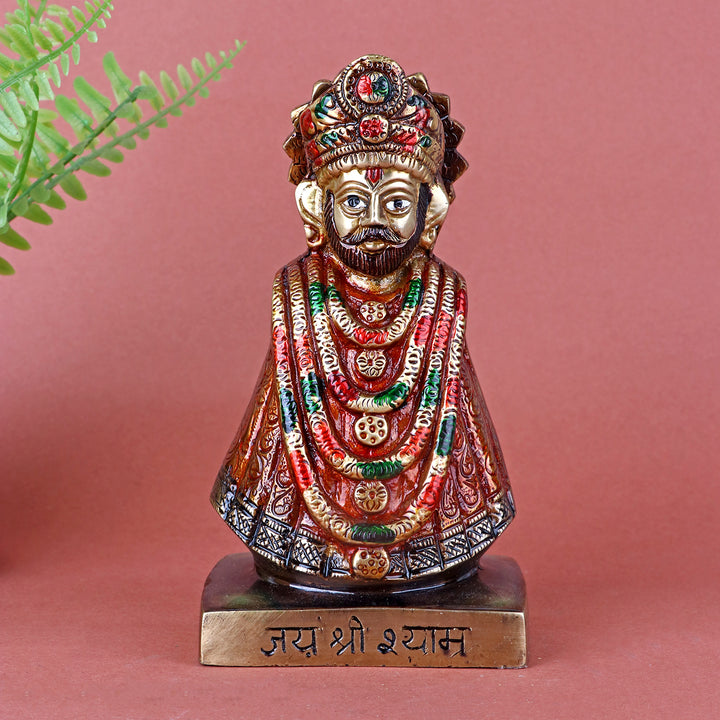 6.8 Inch Brass Shree Khatu Shyam Ji Idol with fine detailing, radiating divine grace and devotion β ideal for home temple, spiritual decor, and gifting. No.1 Brass Idol Store www.satvikstore.in