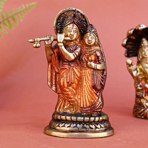 2.3 Inch Brass Small Radha Krishna Statue with intricate detailing, symbolizing eternal love and devotion β perfect for home altar, pooja dΓ©cor, and spiritual gifting  No.1 Brass Idol Store www.satvikstore.in