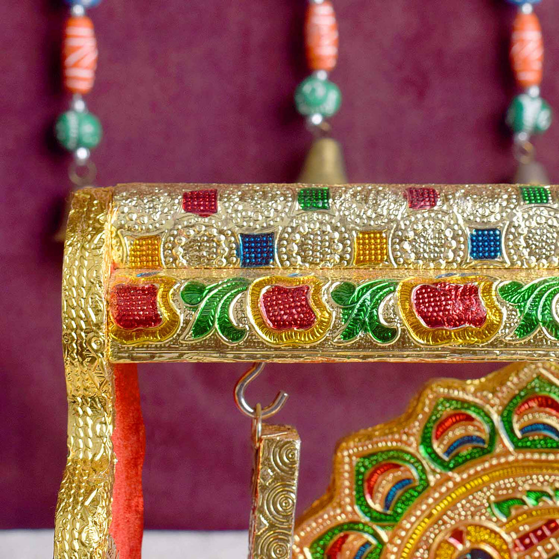 Meenakari Jhula – Singhasan Style Velvet Cradle for Laddu Gopal
