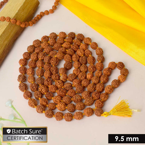 Certified brown Rudraksha mala made of natural sacred beads, used for meditation and spiritual healing. Indiaβs Premium Rudraksha Jap Mala Store- www.satvikstore.in