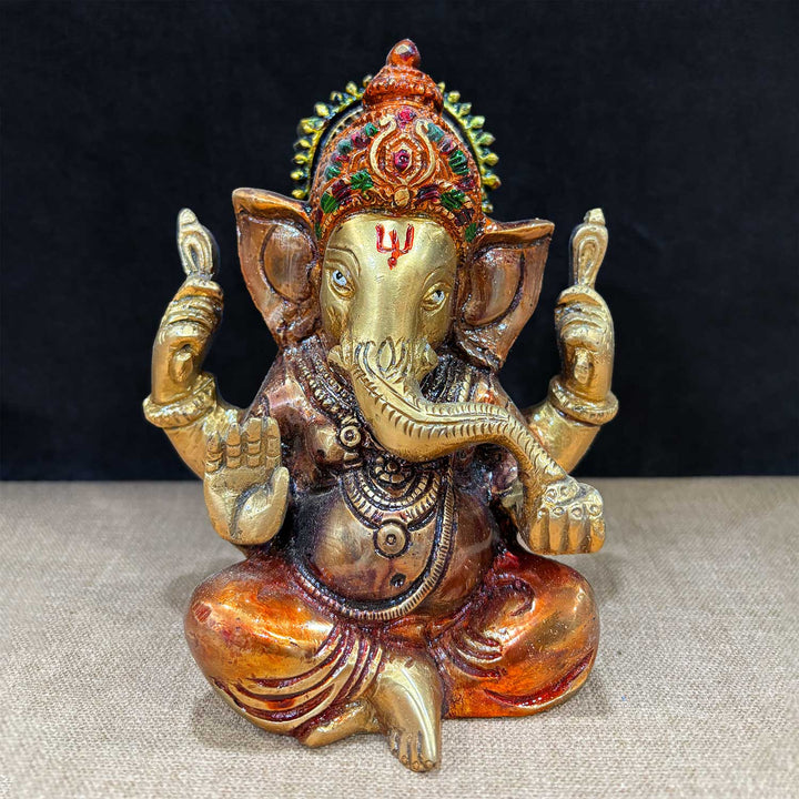 6.3 Inch Charming Brass Ganesha Idol β Finely Handcrafted Statue of Lord Ganesha, Representing Wisdom, Success, and Auspicious Beginnings for Home Temple and Spiritual Decor. No.1 Brass Idol Store www.satvikstore.in