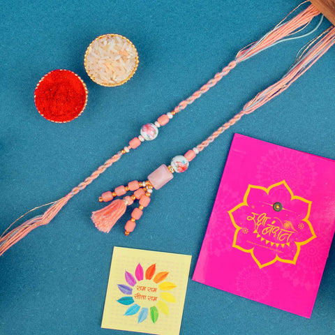 Designer Couple Rakhi Set for Bhaiya and Bhabhi with Roli Chawal and Ram Sita Stickers β Raksha Bandhan Gift Combo. Indiaβs Largest Brass Idols Brand - www.satvikstore.in