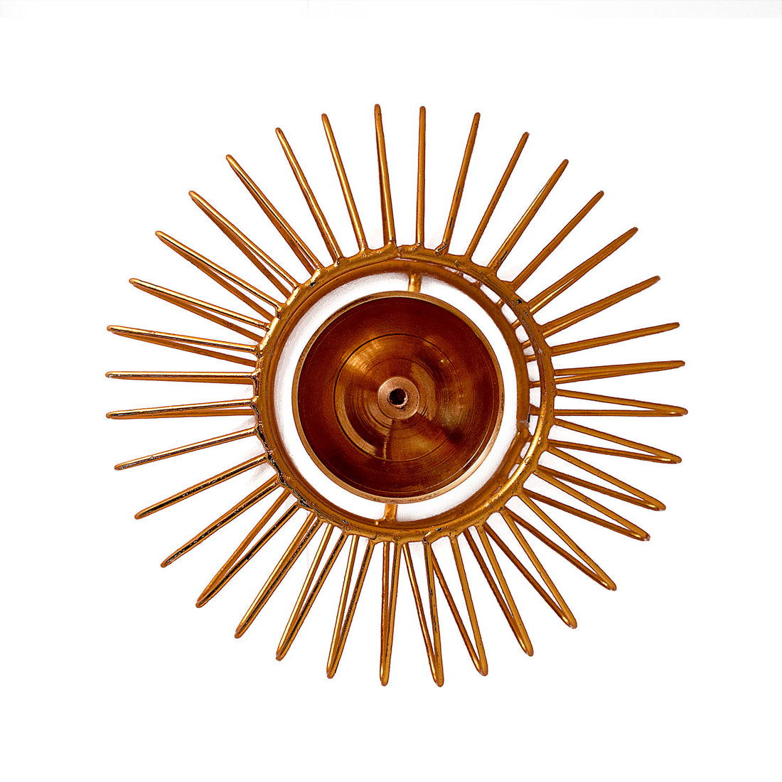 Gold-Toned Decorative Akhand Sun Shape Brass Diya
