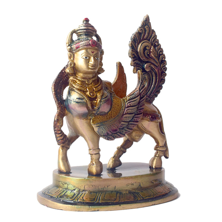 The "6.5 Inch Brass Kamdhenu Cow Statue" is a beautifully crafted representation of Kamdhenu, the sacred wish-fulfilling cow in Hindu mythology. Standing at 6.5 inches tall, this intricately designed statue is made from high-quality brass, showcasing exquisite detailing that highlights Kamdhenu's divine form, with a peaceful and nurturing presence.