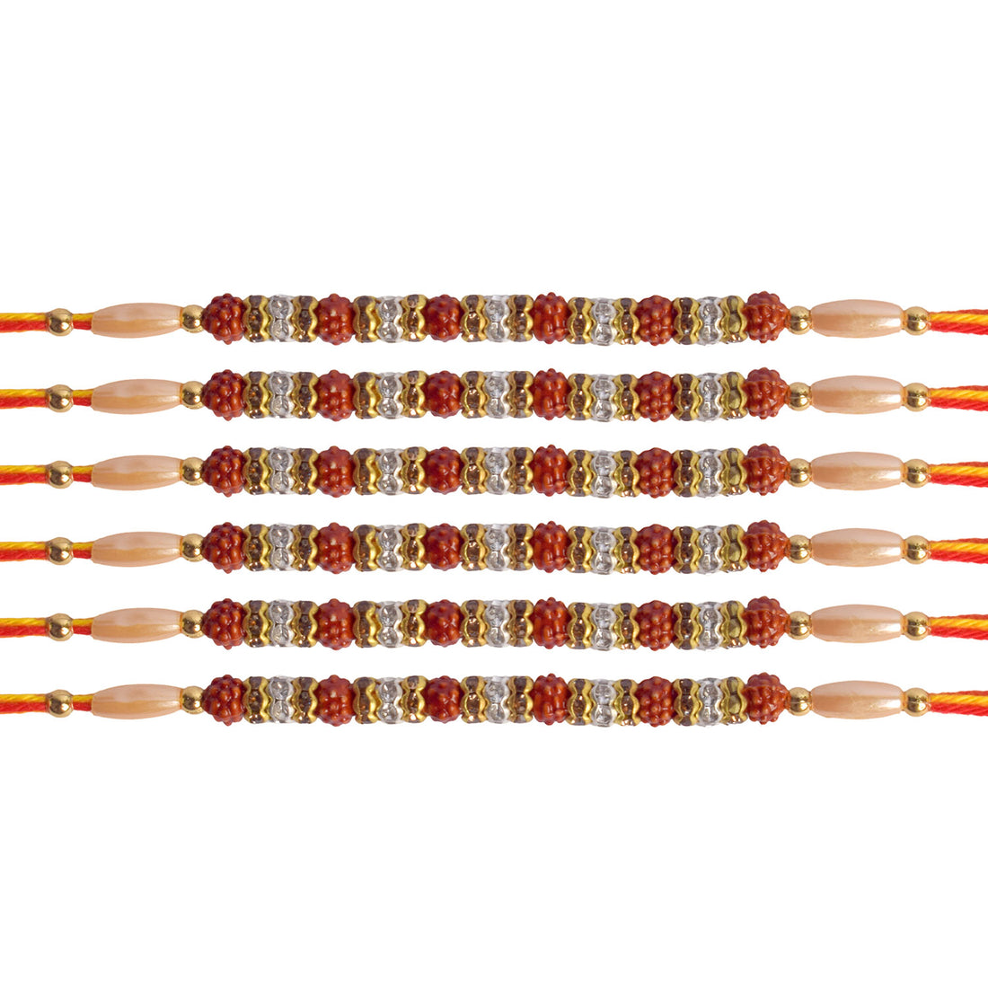 Beautiful Beaded Rudraksha Rakhi Set (Pack of 6)