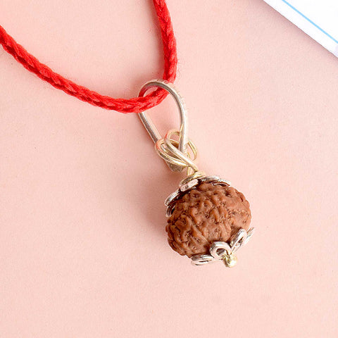 Certified 7 Mukhi Rudraksha Pendant with metal cap for prosperity and balance. Indiaβs Premium Rudraksha Jap Mala Store- www.satvikstore.in