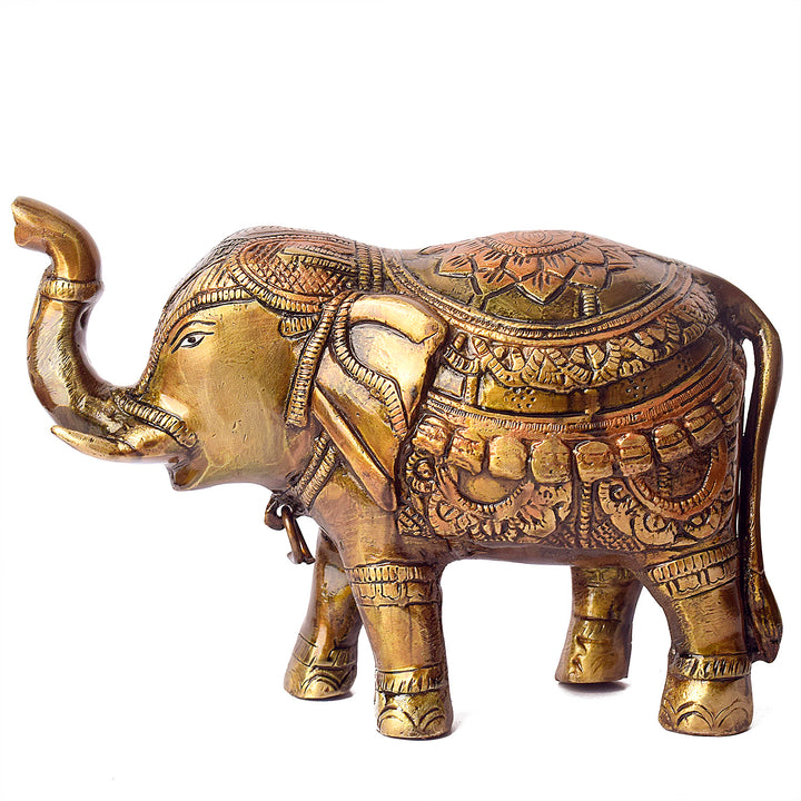 Large Brass Idol of Elephant Statue with Upward Trunk β A Symbol of Prosperity, Good Luck & Vastu Positivity for Home & Office Decor