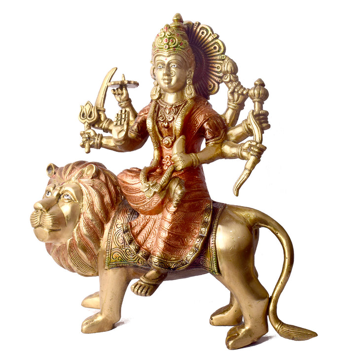 Large Brass Idol of Sherawali Mata Statue Stunning Sherawali Mata Statue – Divine Brass Idol of Goddess Durga, Symbolizing Strength & Protection, Perfect for Home, Temple, and Festive Decor.