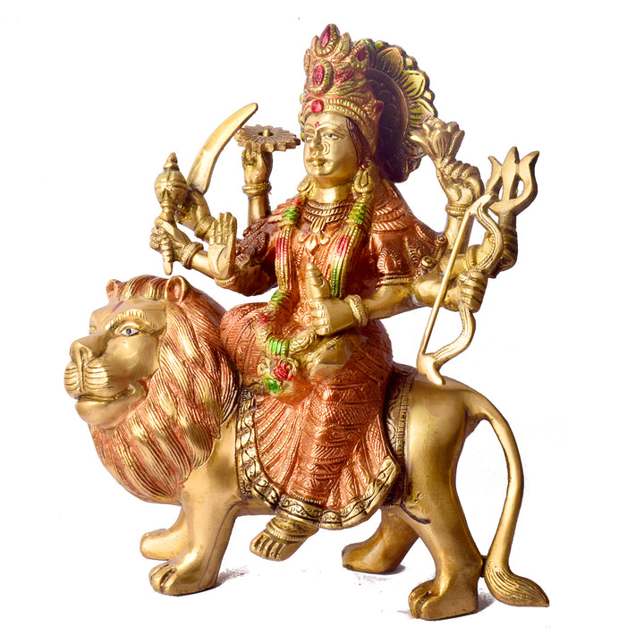Large Brass Idol of Sherawali Mata Statue for Home Temple Elevate your home temple with this Brass Sherawali Mata Idol, a beautifully crafted depiction of Durga Maa on her lion. Made from premium brass with intricate detailing, this durable statue is perfect for Pooja, festive décor, or gifting.