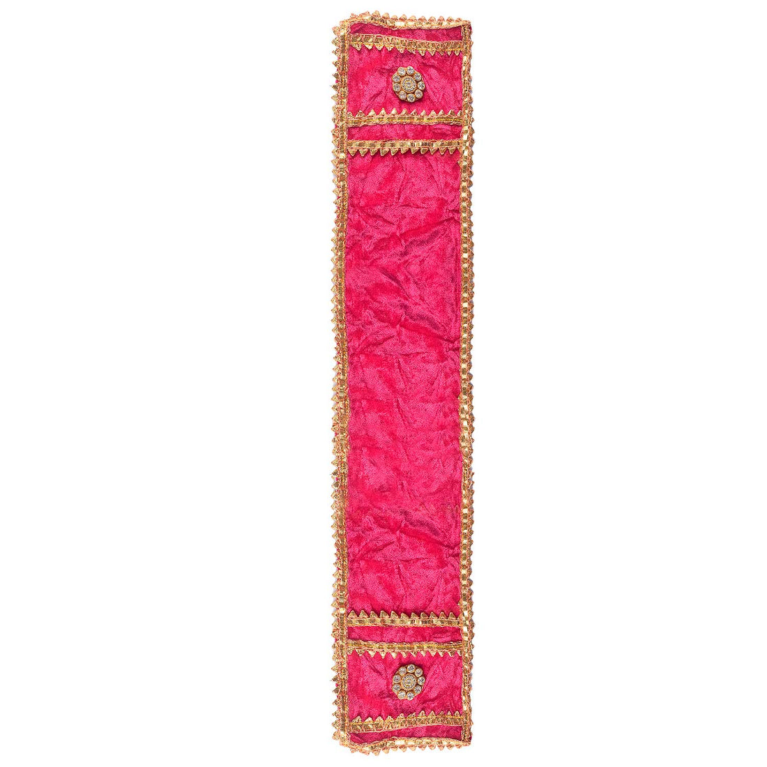 Traditional Pink Velvet Ganpati Idol Patka with Gold Border