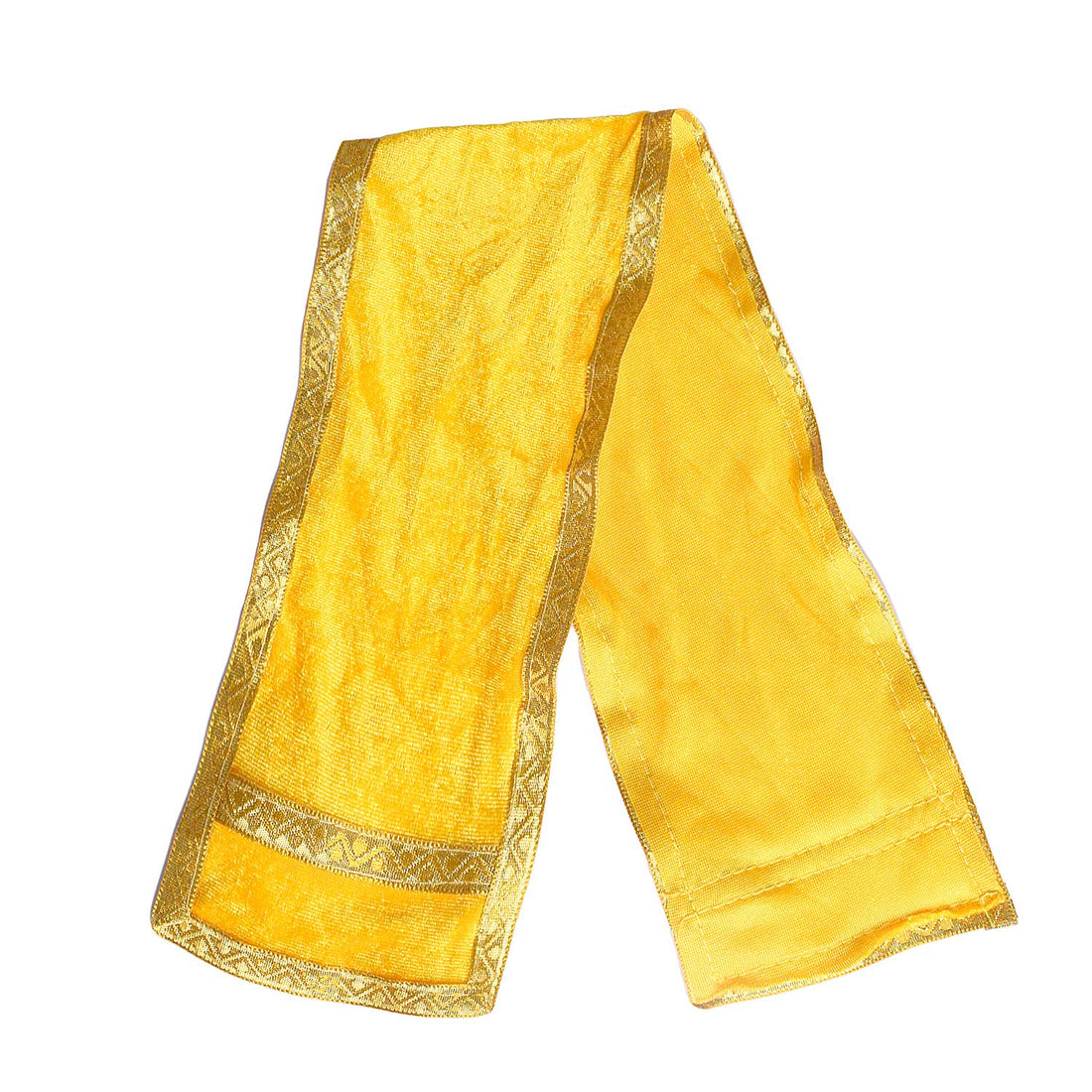 Yellow Velvet Ganpati Idol Patka with Classic Gold Border - 21 Inch