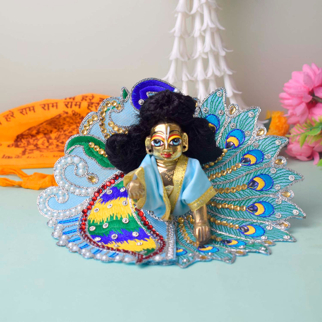 Divine Peacock Elegance Laddu Gopal Dress (Peacock & Mor Pankh Embroidery)