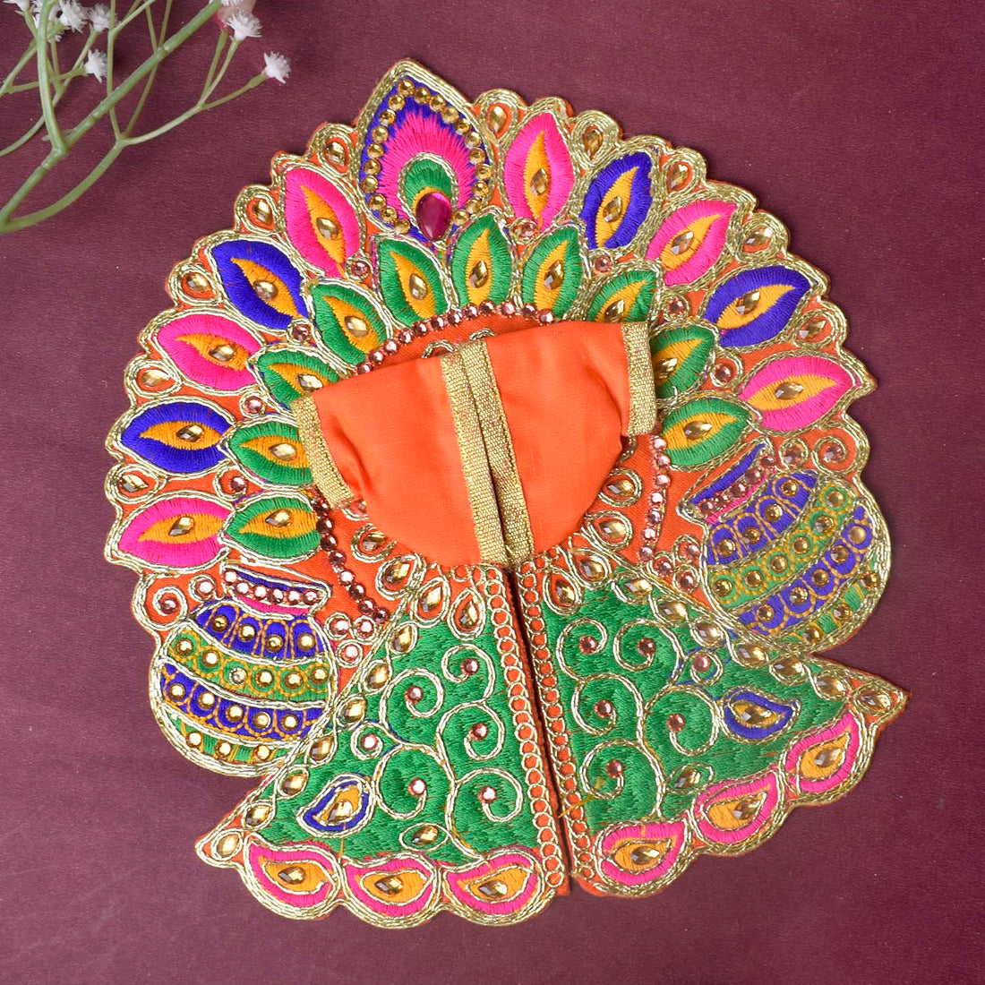 Colourful Matka & Leaf Embroidered Laddu Gopal Dress (Assorted)