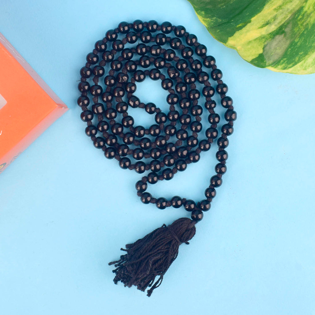 Shani Mala made with black beads, traditionally used for chanting Shani mantras and worshipping Shani Dev. India’s Premium Jap Mala Store- www.satvikstore.in