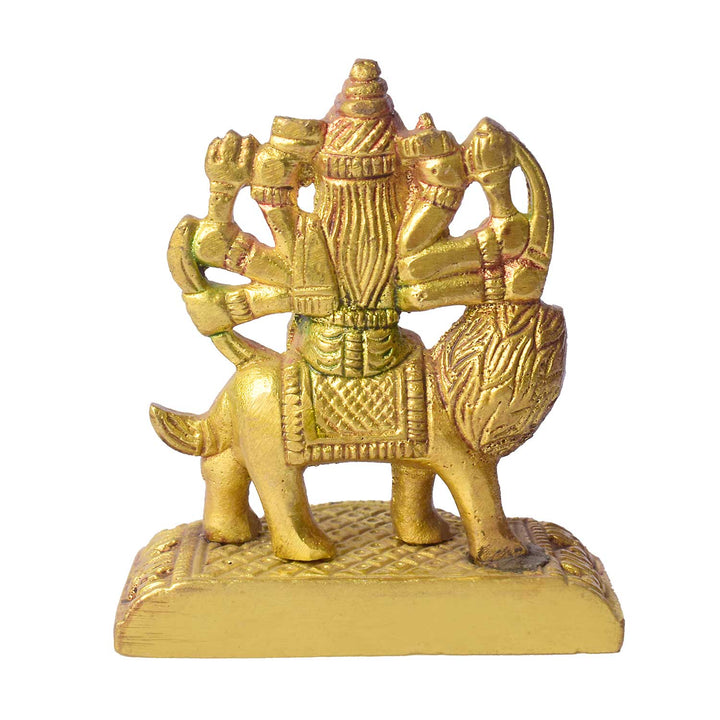 2.8-Inch Colored Brass Sherawali Mata Idol β Divine Blessings for Home & Car