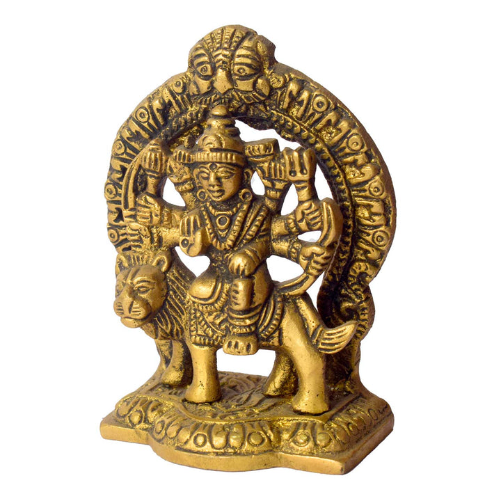 3 Inch Brass Durga Idol β Ideal for Car Dashboard & Puja Room Decor