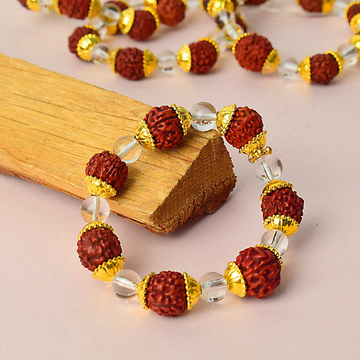 Natural dark brown Rudraksha bracelet with spiritual and healing properties, designed for daily wear and meditation.  India’s Premium Rudraksha Jap Mala Store- www.satvikstore.in