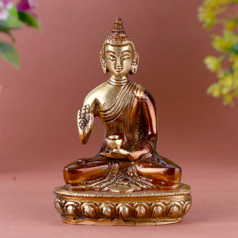 2.3 Inch delicate brass Buddha idol, symbolizing peace and mindfulness, ideal for home dΓ©cor, meditation spaces, or spiritual gifting. No.1 Brass Idol Store www.satvikstore.in