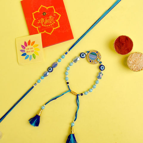 Designer Couple Rakhi Set for Bhaiya and Bhabhi with Roli Chawal and Ram Sita Stickers β Raksha Bandhan Gift Combo. Indiaβs Largest Brass Idols Brand - www.satvikstore.in