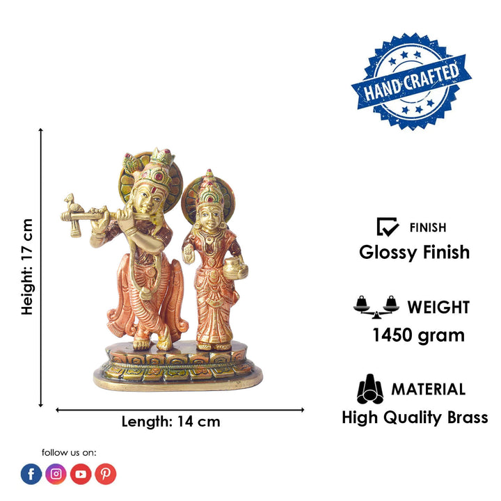 The 6.7 Inch The Divine Duo β Radha Krishna Idol of Sacred Love beautifully captures the eternal bond between Radha and Krishna, embodying the essence of divine love and spiritual connection. This intricately crafted idol depicts Radha and Krishna in a timeless and serene pose, with Krishna playing his flute and Radha standing gracefully by his side.