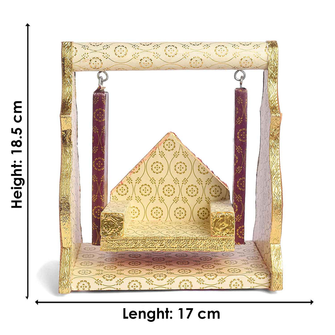 Printed Design Jhula – White & Brown Paper Cradle Swing for Laddu Gopal