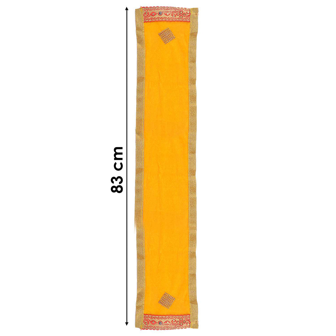 Elegant Yellow Velvet Ganpati Idol Patka with Mirror Embellishment