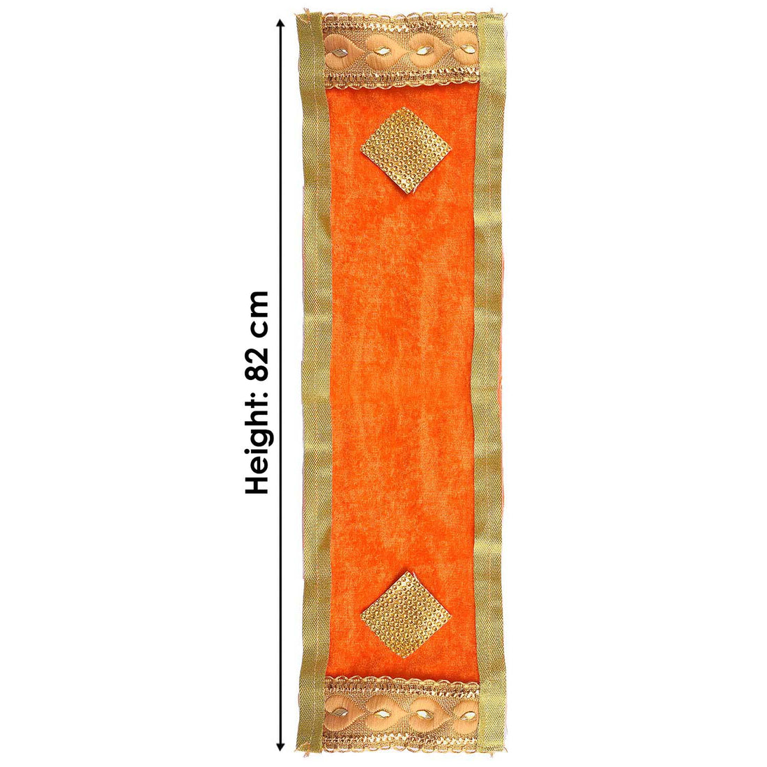 Designer Deity Orange Velvet Ganpati Idol Patka