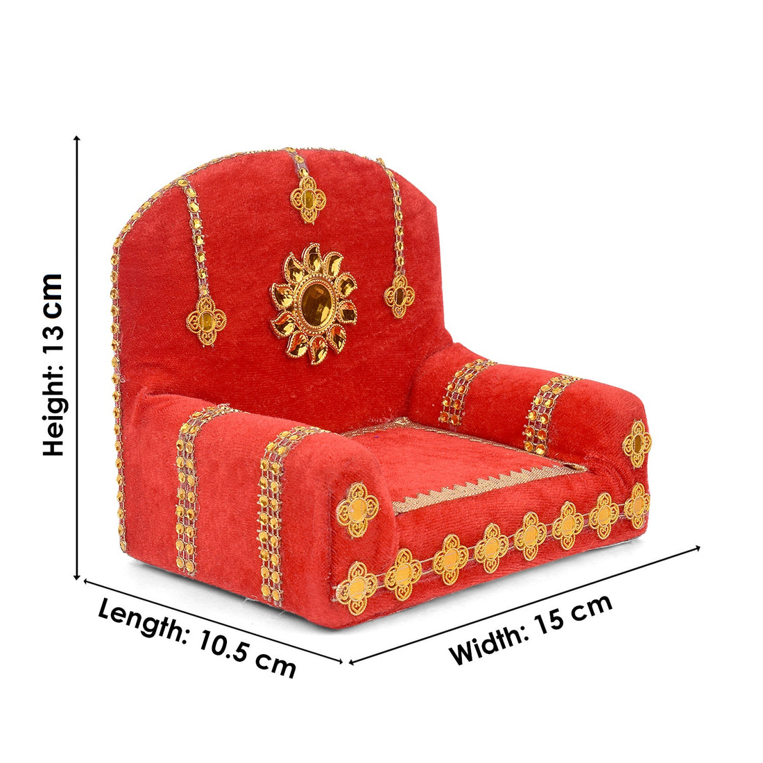 Elegant Handmade Red Velvet Laddu Gopal Singhasan - Small