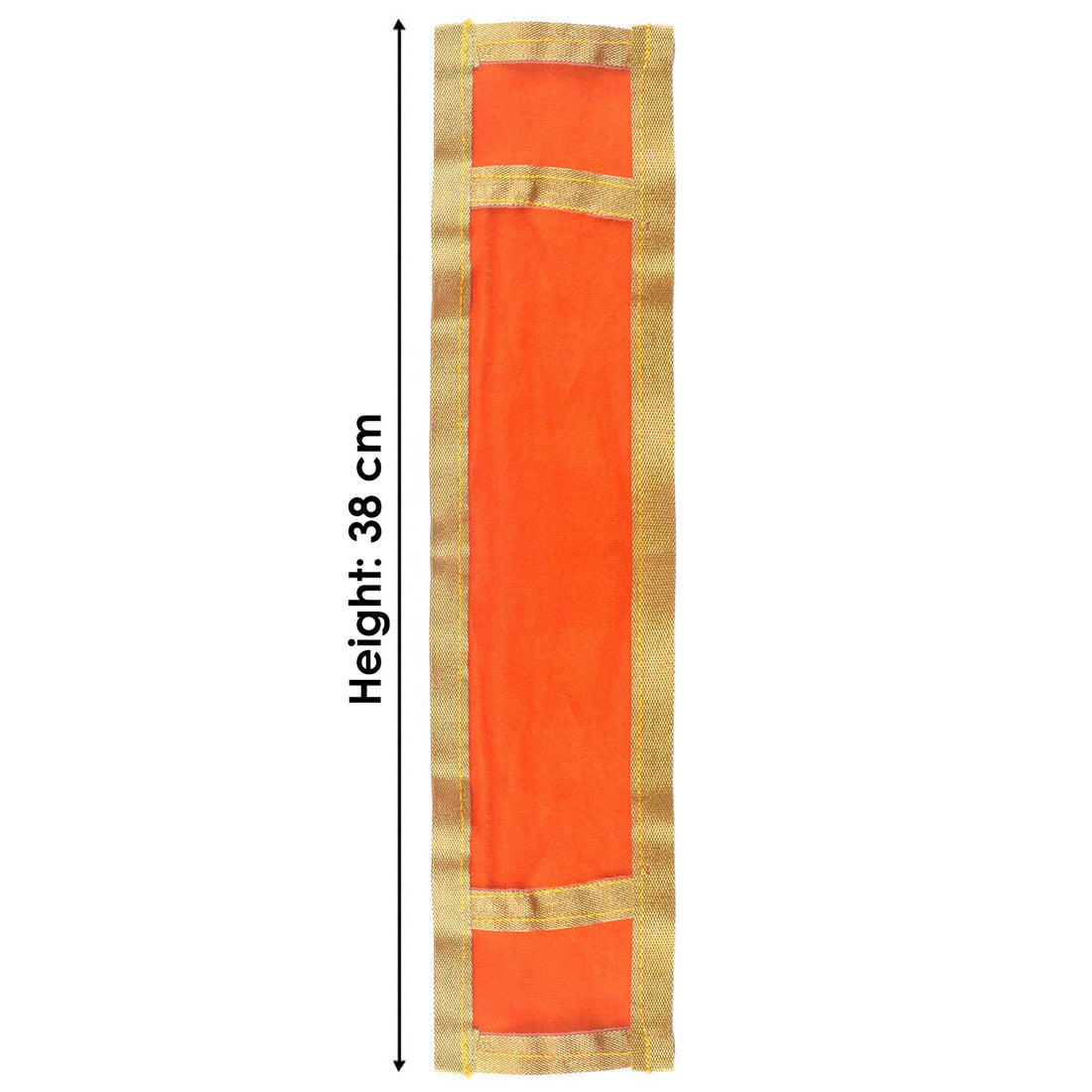 Orange Velvet Ganpati Idol Patka With Classic Gold Border