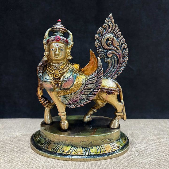 6.5 Inch Exquisite Brass Kamdhenu Cow Statue β Finely Crafted Representation of the Divine Wish-Fulfilling Cow with Calf, Symbolizing Abundance, Prosperity, and Spiritual Harmony for Home or Temple Decor. No.1 Brass Idol Store www.satvikstore.in