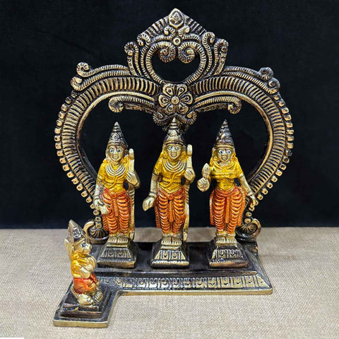 6.9 Inch Exquisite Brass Ram Darbar Idol featuring Lord Ram, Sita, Lakshman, and Hanuman β a divine symbol of righteousness, devotion, and harmony. No.1 Brass Idol Store www.satvikstore.in
