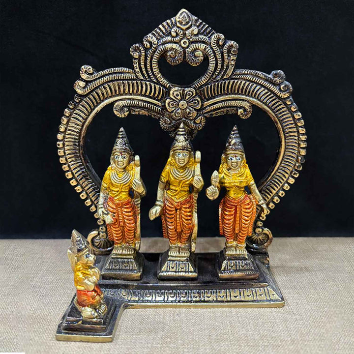 6.9 Inch Exquisite Brass Ram Darbar Idol featuring Lord Ram, Sita, Lakshman, and Hanuman β a divine symbol of righteousness, devotion, and harmony. No.1 Brass Idol Store www.satvikstore.in