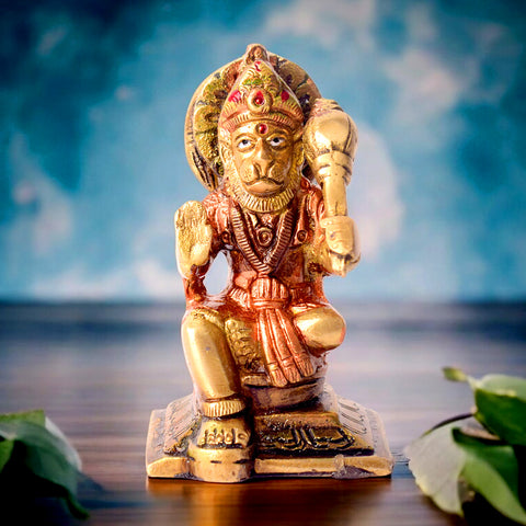 3.1 Inch Exquisite Pure Brass Hanuman Idol β Handcrafted Bajrangbali Statue for Pooja, Car Dashboard, and Home Decor.  No.1 Brass Idol Store www.satvikstore.in