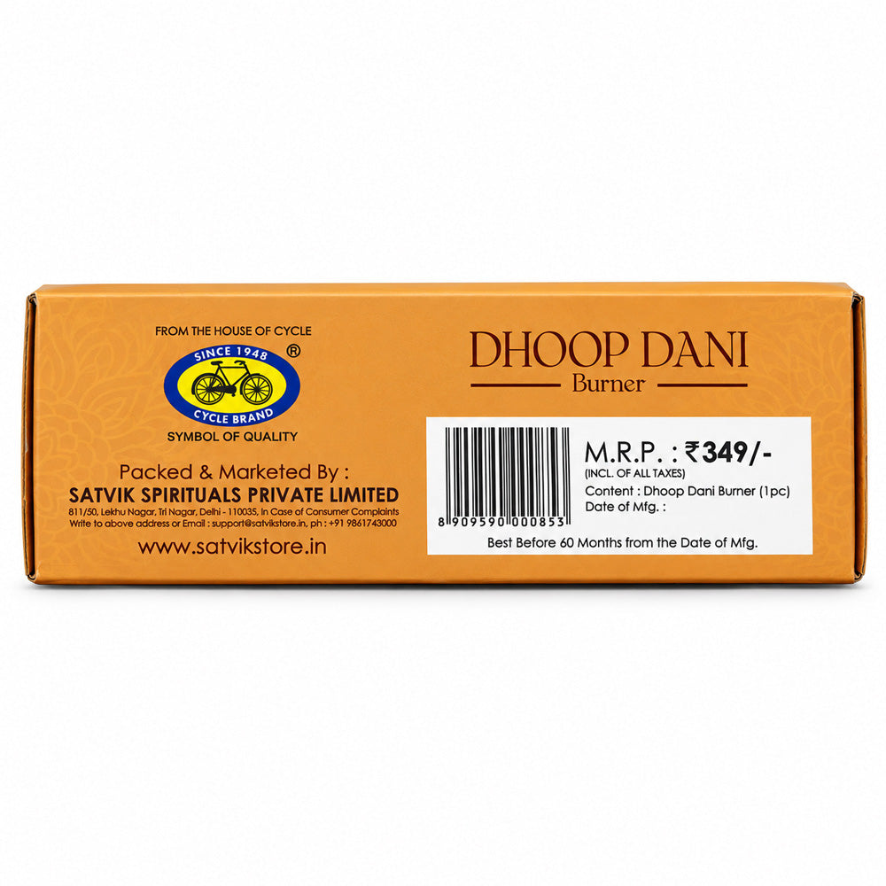 Traditional Dhoop Dani Incense Burner Holder with Wooden Handle