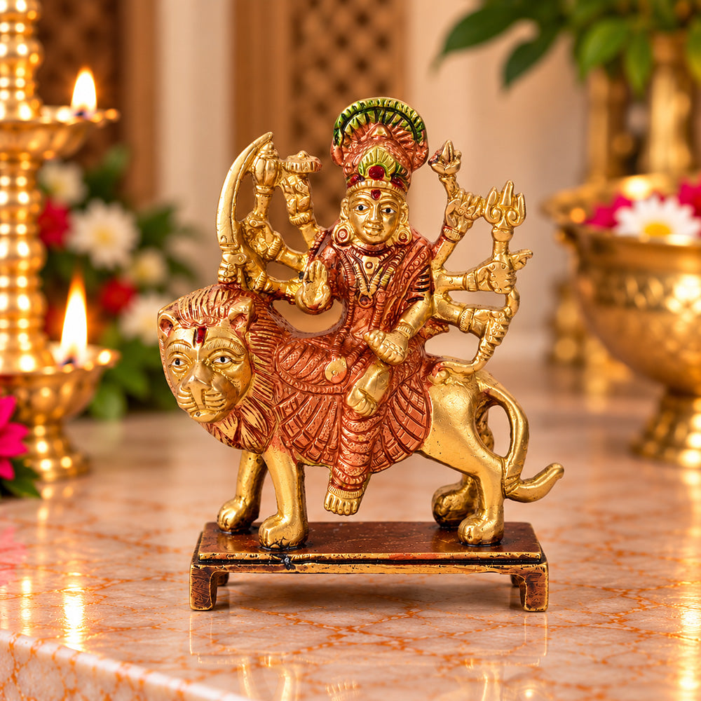 5.5 Inch Charming Brass Sherawali Mata Idol