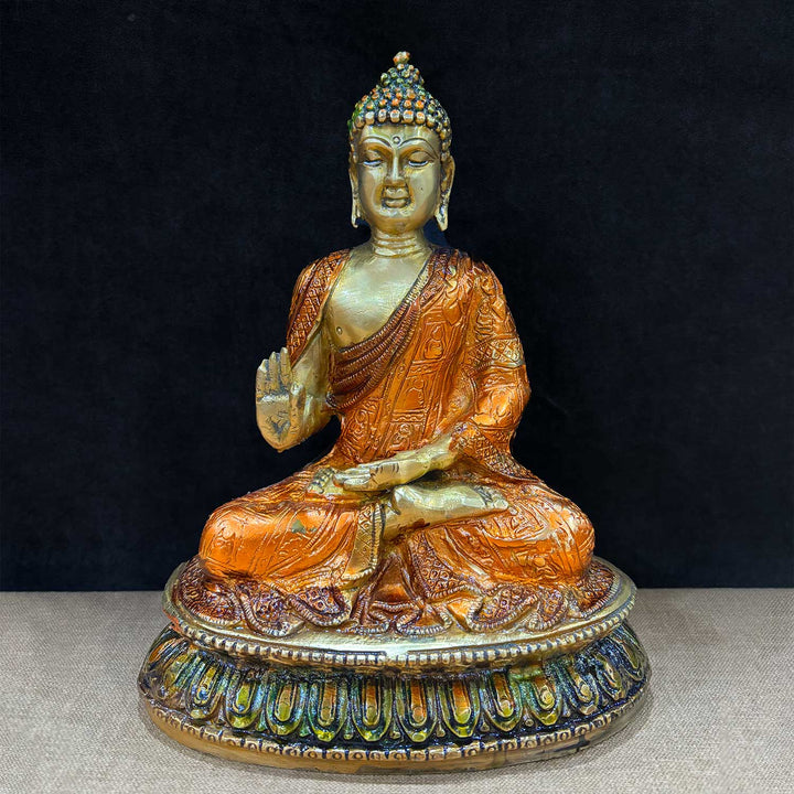 8.9 Inch Handcrafted Brass Buddha Statue for Spiritual Home Enhancement β Intricately designed meditative pose for peaceful home decor. No.1 Brass Idol Store www.satvikstore.in