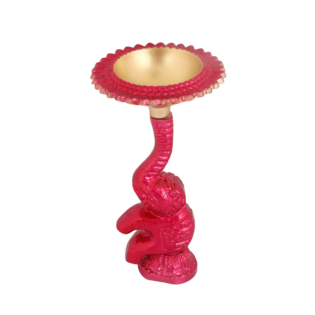 Multicolor Elephant Diya Metal Table Dia Laxmi Candle Tea Light Holder (Pack of 2)