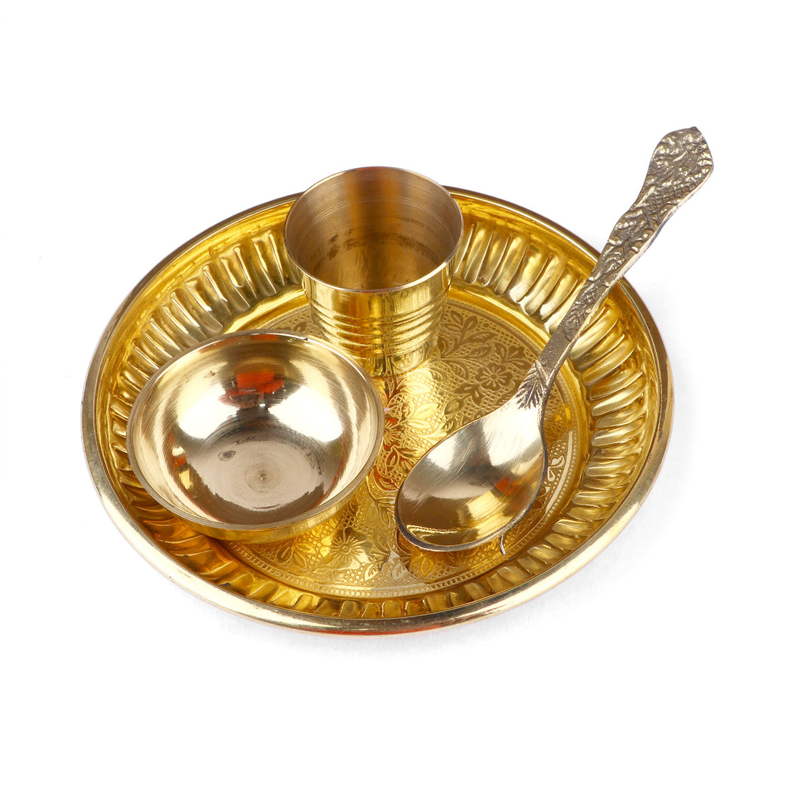Pure Brass Laddu Gopal Pooja Bhog Thali Set (6 Inch - 7 Inch)