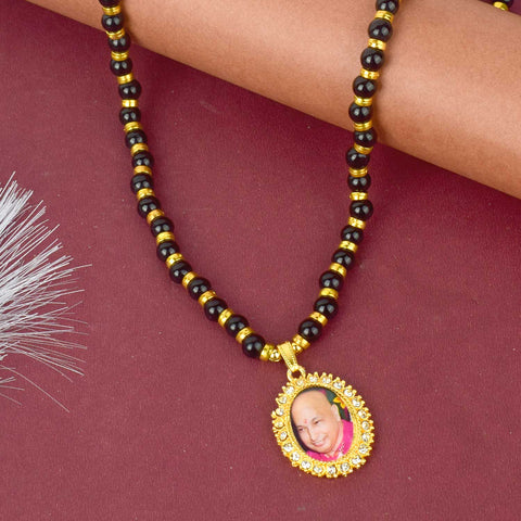Jai Guruji Swaroop Mala with black and golden beads, ideal for pooja, daily wear, and gifting. Indiaβs Largest Pooja Accessories Brand β www.satvikstore.in