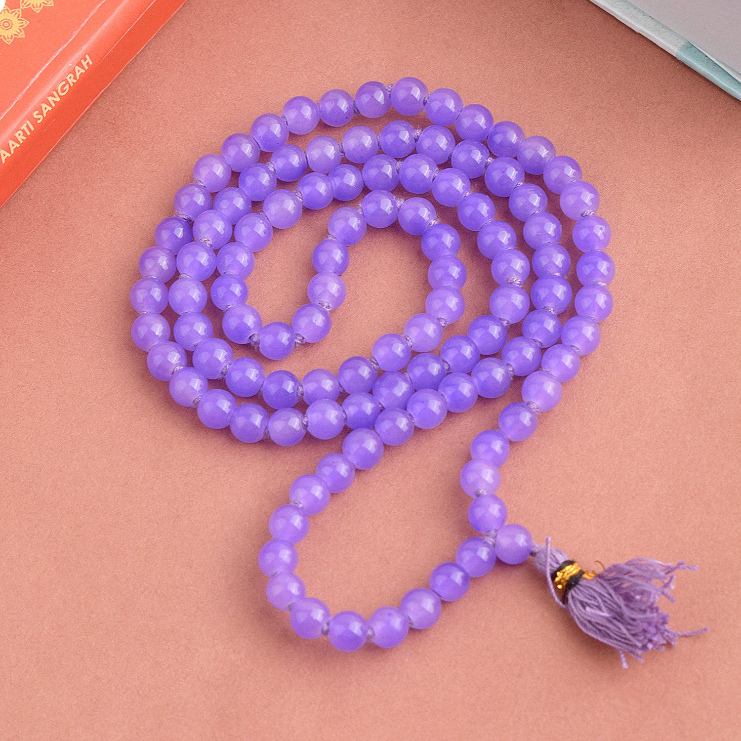 Light Purple Hakik Jap Mala with 108 beads β crafted from Amethyst Hakik for emotional healing, meditation, and spiritual growth. Indiaβs Premium Hakik Jap Mala Store - www.satvikstore.in