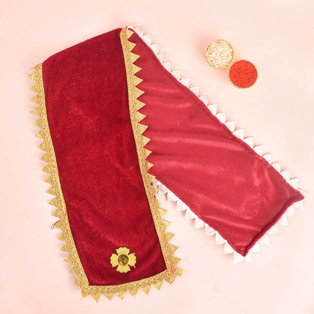 Maroon Patka/Duppata with Floral Design| India’s Largest Pooja Accessories Brand – www.satvikstore.in
