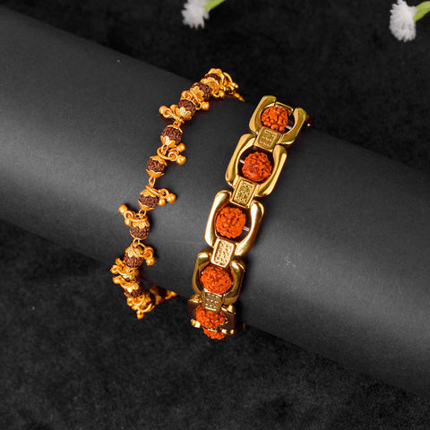 Combo of Premium PVD Coated Gold Plated Rudraksha Bracelets for Women β Stylish Spiritual Jewelry Set from Satvikstore.in Indiaβs Largest Pooja Accessories Brand - www.satvikstore.in