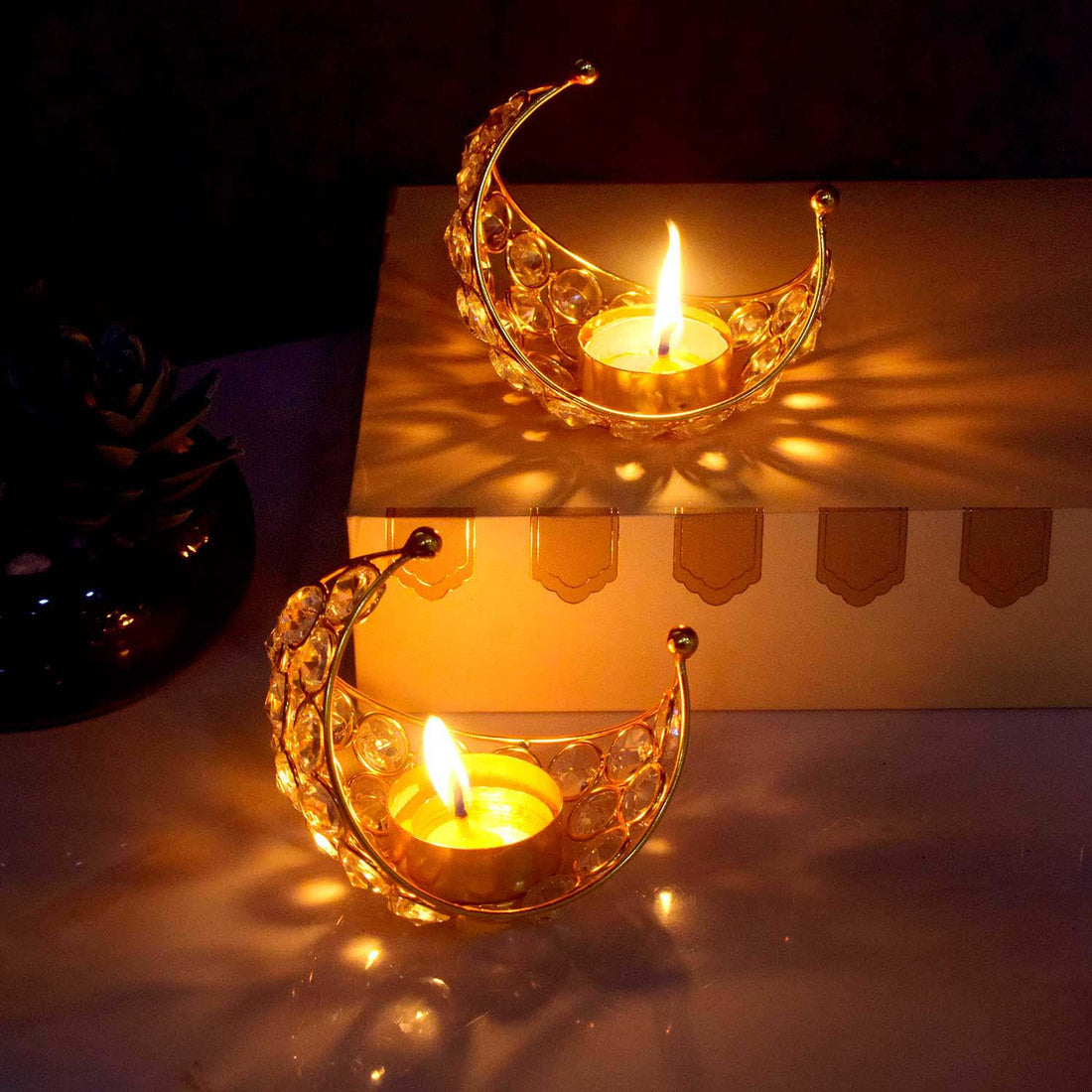 Moon Crystal Diya made from natural moonstone for spiritual rituals and home décor – 10 cm height, 101 grams. India’s Largest Pooja Accessories Brand - www.satvikstore.in