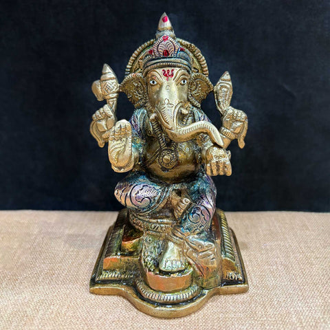 5.1 Inch Divine Ganesh Idol β Handcrafted Brass Statue Symbolizing Wisdom, Prosperity, and Auspicious Beginnings for Home and Temple Decor. No.1 Brass Idol Store www.satvikstore.in