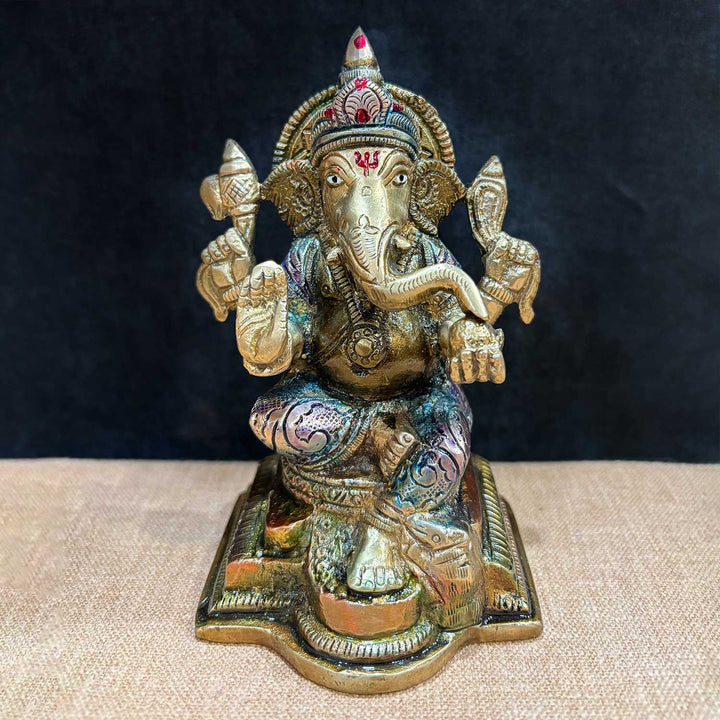 5.1 Inch Divine Ganesh Idol β Handcrafted Brass Statue Symbolizing Wisdom, Prosperity, and Auspicious Beginnings for Home and Temple Decor. No.1 Brass Idol Store www.satvikstore.in