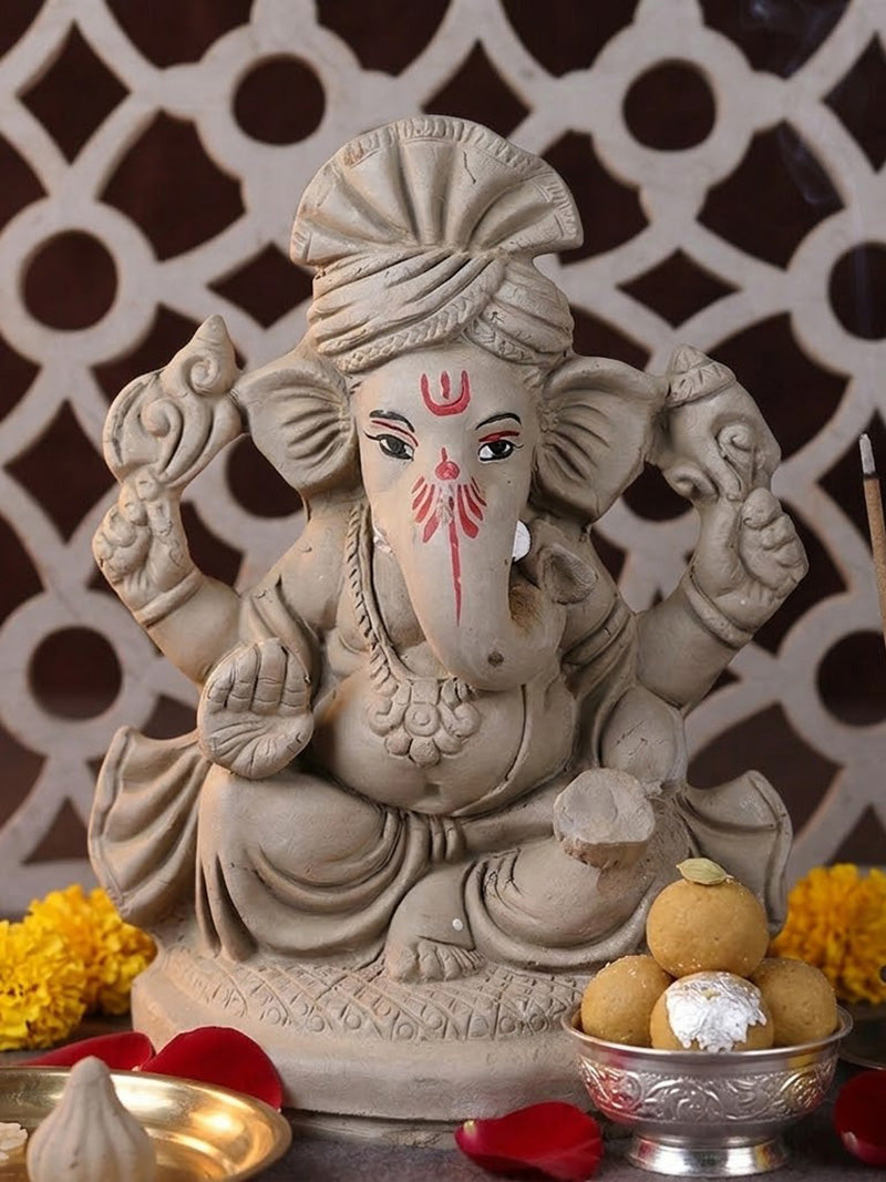 Traditional Eco-Friendly Natural Clay Ganesha Idol | India’s Largest Pooja Accessories Brand – www.satvikstore.in