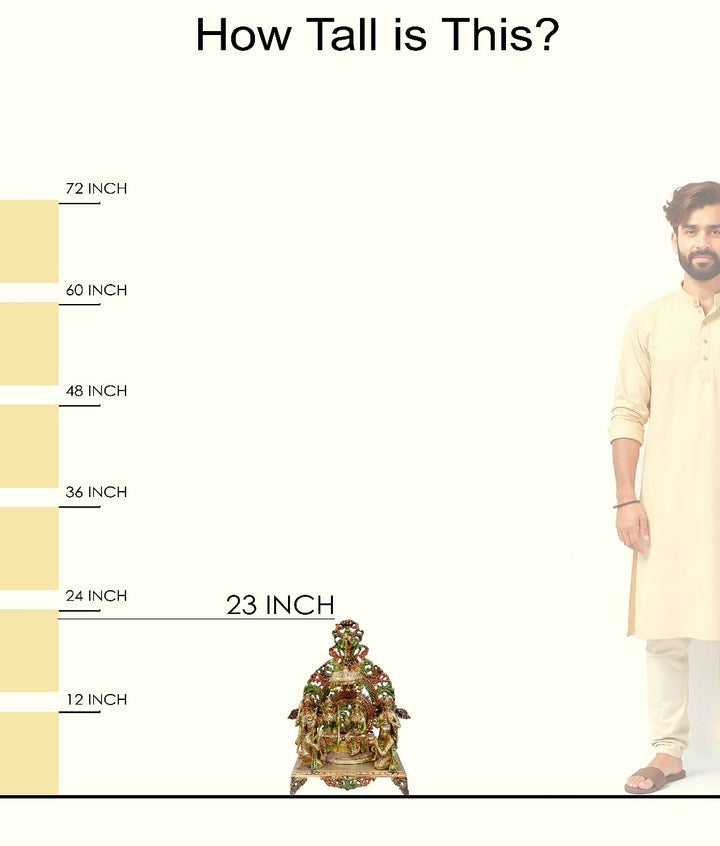 Handcrafted Brass Ram Darbar Idol Set with Glossy Finish | High-Quality Multicolor Brass Murti Featuring Lord Ram, Sita, Lakshman & Hanuman | Length 45 cm, Height 59 cm, Weight 25150 grams | Ideal for Home Mandir, Housewarming Gifts, Temple Installations & Festive Décor | Premium Religious Gift from Satvikstore.in