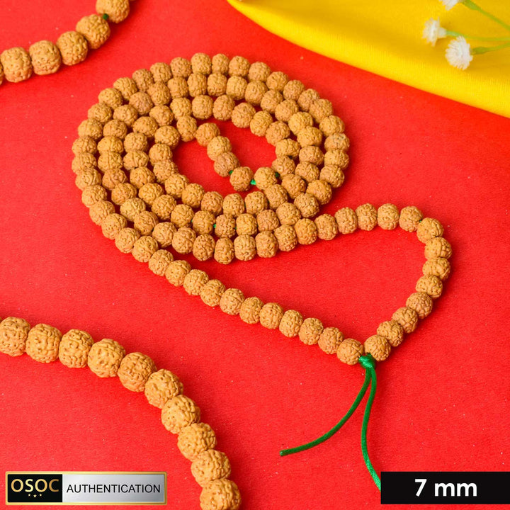 semi Pathariya Rudraksha Mala with natural brown beads for meditation and spiritual chanting. India’s Premium Rudraksha Jap Mala Store- www.satvikstore.in
