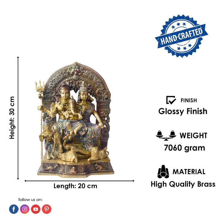 Large Brass Idol of 11.8 Inch Handcrafted Brass Shiv Parivaar and Shiv Parvati Statue. Tall Brass Murti, Big Brass Statue, Brass Sculpture, God Brass Idol online. Large. Premium Brass Statue, Vintage Brass Idol Collection. satvikstore.in. India’s No 1 Brass Idol Store website. Top and best brand for brass idol. on www.satvikstore.in