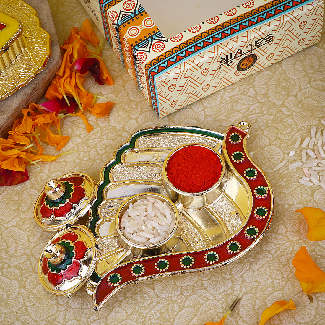 Roli Akshat Leaf Platter India’s Largest Pooja Accessories Brand – www.satvikstore.in